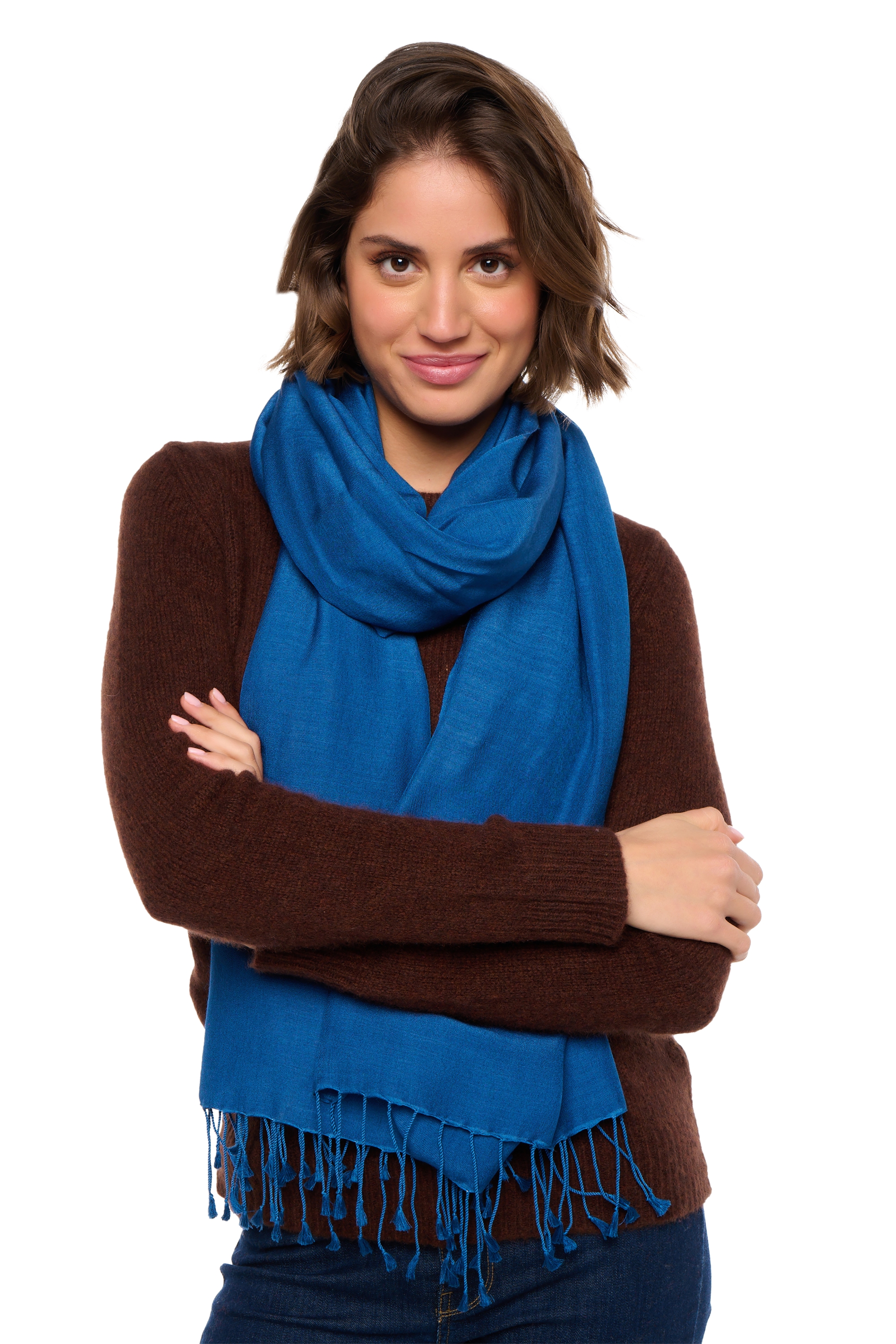 Cashmere & Silk accessories shawls platine dark blue 201 cm x 71 cm